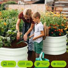 Oval Raised Garden Bed, 2 Pcs Galvanized Raised Beds For Outdoor, Planter Raised Boxes With Open-Ended Base,Large Metal Raised Planter Beds For Vegetables,Flowers,Tool-Free Assembly - 4.5*2*1.5FT-Màu be - Xem 8