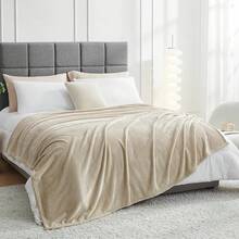 Sofa Blanket Living Room Cover SetFleece Blanket Twin Size, Soft Cozy Twin Blanket, Fuzzy Flannel Blanket Bed, Sofa, Couch, Travel, Camping, 60 X 80 Inches - Taupe - 查看 6