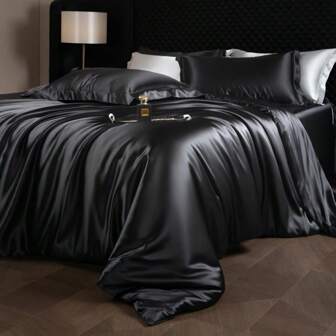 3pcs/Set Bedding Set - Velvet Comforter Cover In Large Size, Pink Satin Quilt Cover Set With Pillowcase