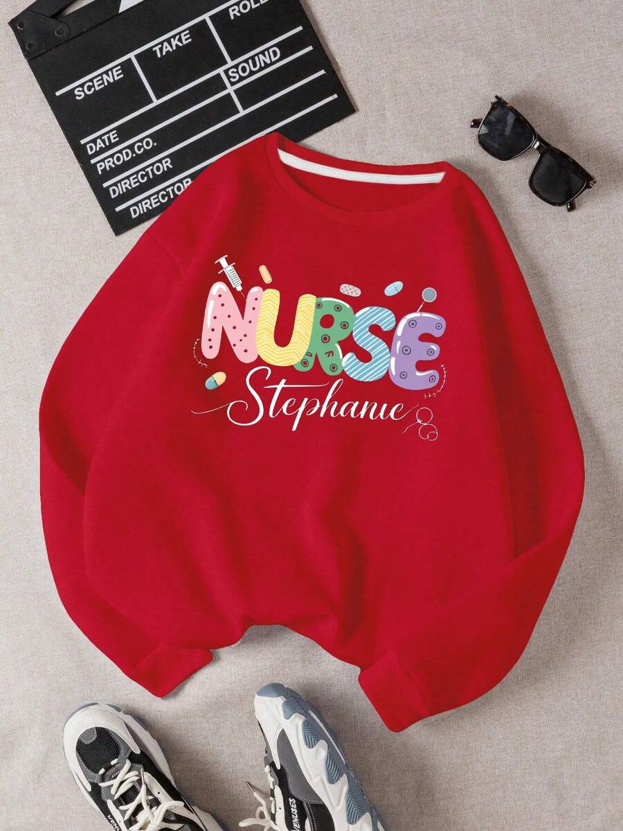 Sudaderas de moda para mujer con diseño de arte médico de la enfermera Stephanie - Rojo - Ver 1