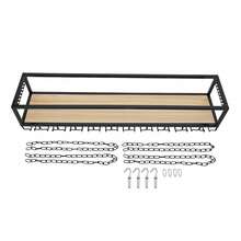 Mensola sospesa vintage, porta bicchieri da vino, mensola da soffitto, barre portabottiglie, portabottiglie da 110 cm