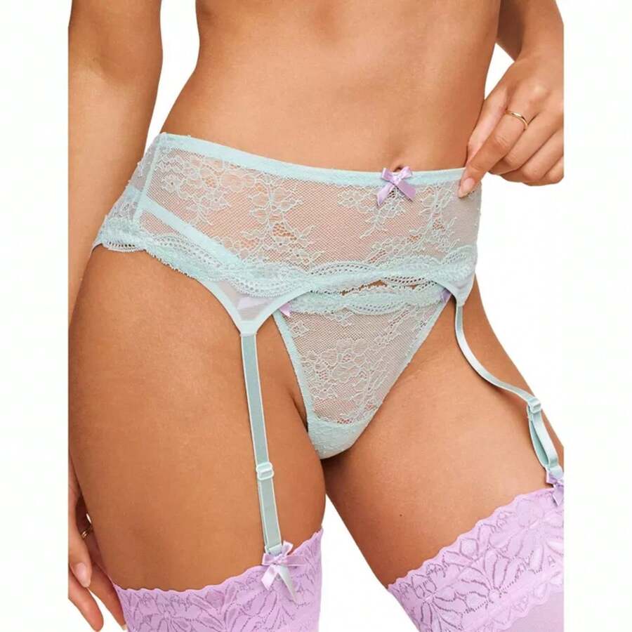 Adore Me Women's Anabella Garter Belt Lingerie - Eggshell Blue - View 1
