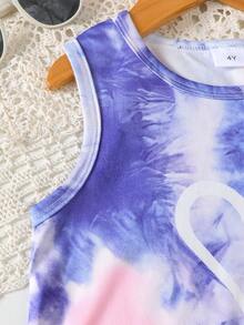 idolCat 2 Stück/Set Modische Herz-Muster Ärmellose Top und Burnout-Muster Shorts für Kleine Mädchen, geeignet für Sommer, Alltag, Urlaub, Outdoor, Party