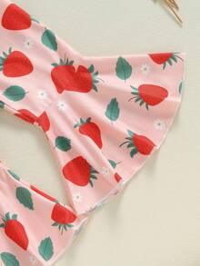 Toddler Baby Girl Clothes Cute Outfits Long Sleeve Sweatshirt Tops Floral Bell Bottom Pant Fall Winter Outfit - 紅色 - 查看 7