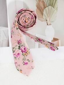 1 件男士休闲时尚花卉图案领带，适合日常聚会、商务外出、旅行和度假男士领带