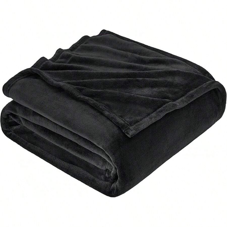 Sofa Blanket Living Room Cover SetFleece Blanket Twin Size, Soft Cozy Twin Blanket, Fuzzy Flannel Blanket Bed, Sofa, Couch, Travel, Camping, 60 X 80 Inches - 黑色 - 查看 1