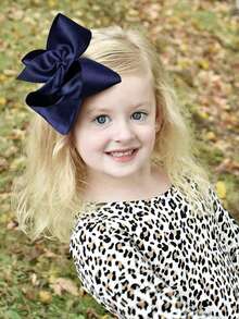 4 Piezas Lazos de pelo con brillo para niñas y niñas pequeñas, lazos azul marino con pinzas de cinta gróngrain y pinzas de caimán, accesorios de pelo para niños - Azul Marino - Ver 7