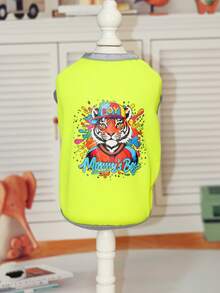 1 件无袖字母印花宠物猫背心，轻便透气的狗狗夏季衣服，适合贵宾犬、比熊犬和哈巴狗 - 芥末黃 - 查看 12