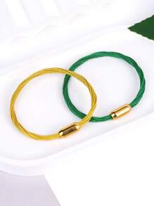 1pc Luxury Gold Color Stainless Steel Magnetic Buckle Bracelet Handmade Layers Bracelet For Women Girl Multicolor Weaven Steel Chain Bracelets Sports Leisure H656