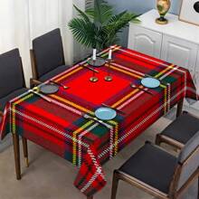 1/20PCs Tablecloth With Line Grid Printed Design, Rectangular Tablecloth, Perfect For Picnics, Camping, Weddings, Birthday Parties, Restaurants, And Buffet Dinners