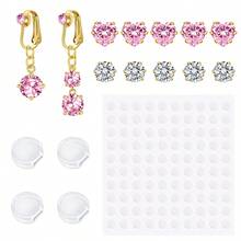17pcs Clip-On Piercing Jewelry Set, Includes 2 Fake Navel Rings, 4 Clear Silicone Pads, 10 Shiny Zirconia Stones, 1 Sticker, No Piercing Required Navel Clip/Sticker Jewelry, Suitable For Women Daily Wear, Exquisite Gift - Multicolor - View 14