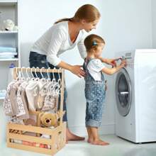 1 Stück Holz Baby Aufbewahrungsbox, handgefertigt, Montage erforderlich, Geschenkverpackung für Neugeborene Holz Aufbewahrungsbox, Holz Baby Zubehör Aufbewahrungsbox, Kleidung & Spielzeug Aufbewahrungskorb, tragbarer Haushalt Kinder Kleidung & Hut Organizer