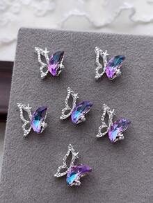 10/20 件 3D 精致银色星球蝴蝶结心形指甲饰春夏闪亮紫色水钻美甲装饰合金星月蝴蝶熊 DIY 美甲宝石适用于亚克力压模指甲手机壳鞋子衣服包包美甲用品指甲饰 - 彩色 - 查看 19