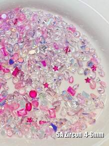 Accessori per unghie, forniture per unghie, charms per unghie stile Y2K, rosa e colorati, decorazione unghie a tema sirena, strass trasparenti, trapano per unghie trasparente per fai da te, 30/50/100 pezzi di punte di unghie con diamanti multicolore in confezione mista