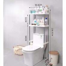 A 2-Layer (50.5*24.5*138CM) Toilet Set Device Rack Bathroom Storage Rack Large Capacity No Drilling Installation Rust-Proof Thick Material Bathroom Rack White Double-Layer Toilet Rack Washing Machine Storage Rack Bathroom No Drilling Stable Easy And Convenient Moisture-Proof And Rust-Proof Floor Storage Rack Toilet Above The Toilet Mother's Day Suitable For Home Bathrooms, Rental Houses, Hotels And Other Places