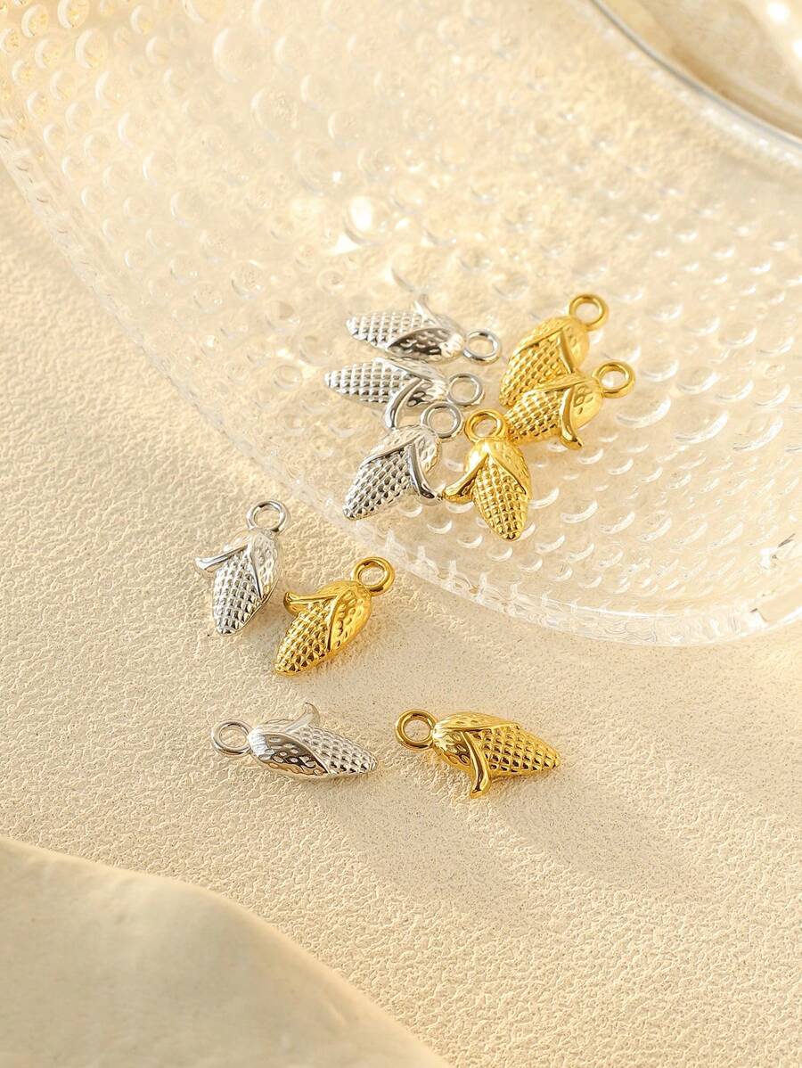 5pcs/Pack 304 Stainless Steel Corn Shaped Bracelet, Necklace, Keychain, Pendant Craft Materials
