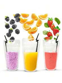 Juice Bag Plastic Beverage Bags, Transparent Portable Water Bag For Outdoor, Disposable Travel Leak Proof Bag Squeeze Bag, Reusable Sealed Liquid Bag,Multi-Use Plastic Pouches For Liquids Clear Portable Drink Bags Bubble Tea, Soy Milk Takeout Packing,Sealed Zipper Smoothie Juice Pouch, Upright Plastic Bags Suitable For Camping, Birthday Parties Drinking Suitable For Bars, Clubs, Restaurants And Home Use