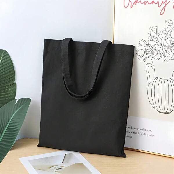 A Canvas Handbag, Blank Canvas Bag, Hand-Held Shopping Bag, Student Fashionable Handbag, Daily Travel Bag, Large-Capacity Storage Bag, Casual Style, Multi-Functional Shoulder Bag And Crossbody Bag, DIY Handbag With Hand-Painted And Graffiti Designs, Simple Canvas Bag, Reusable, Fabric, Suitable For DIY, Advertising, Promotion, Gifts, Events, Shopping, Etc., Home Storage Bag.