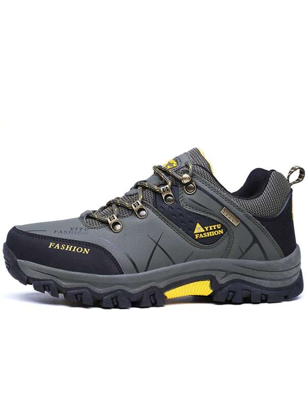 Men's Waterproof Hiking Shoes - Non-Slip, Durable Outdoor Adventure Sneakers With Rugged Rubber Sole, Lace-Up Design, Gray & Blue For Hiking, Trekking & Casual Wear, Spring Autumn Shoes | Modern Laceup Shoes | Durable Rubber Sole, Hiking Accessories