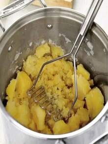 1pc Stainless Steel Potato Masher, Vegetable Masher, Wavy Potato Masher, Manual Vegetable And Fruit Crusher, Kitchen Pressing Tool For Smooth Mashed Potatoes, Vegetables And Fruits, Kitchen Gadget, Ideal For Kitchen Vegetable And Fruit Puree, Kitchen Essential | Modern Kitchen Tool | Durable Kitchenware, Vegetable Fruit Tool, Potato Masher (Color/Style Random) - Multicolor - View 5