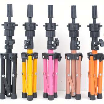 假发头架 可调节人体模型头架 假发支架三脚架 带头可调节假发三脚架 适用于训练头和帆布块头