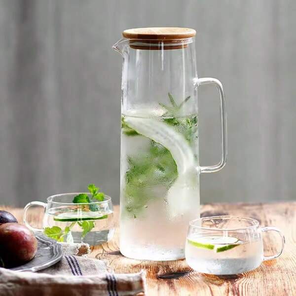 1 pieza jarra de agua de vidrio, alta capacidad, muy atractiva, jarra multiusos para bebidas