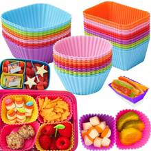Divisor de Lancheira de Silicone, Formas de Cupcake de Silicone, Copos de Silicone para Muffin, Acessórios de Bento Box para Crianças, Formas de Cupcake Reutilizáveis, Formas de Cozimento Resistentes a Altas Temperaturas, Adequadas para Forno e Fritadeira Elétrica, Suprimentos de Cozinha e Escola, Itens Essenciais Escolares, Volta às Aulas