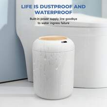 SUSTEAS Motion Sensor Trash Can With Lid, Touchless Trash Can, Automatic Waterproof Garbage Can Plastic Trash Bins Suitable For Kitchen, Bathroom, Bedroom, Living Room, Office, Outdoor (White) - 白色 - 查看 5