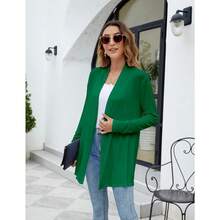 Newchoice Womens Casual Lightweight Long Sleeve Cardigan Soft Drape Open Front Fall Dusters (S-3XL) - Hijau - View 7