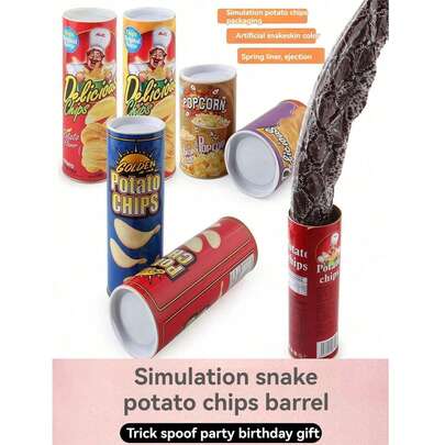 1 件恶作剧薯片惊喜蛇罐、坚果罐、饼干罐、趣味派对礼物、互动薯片蛇、可重复使用、万圣节礼物、圣诞节礼物（款式随机）