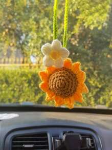 Nuovo Arrivo Decorazione Pendente Per Auto Floreale Fatta A Mano Con Campanella E Gancio Design In Forma Di Giglio E Fragola Serie Fai-da-te Di Frutta Tessuta 1 Pezzo