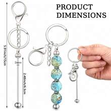 4/8/12/20pcs(No Beads) Beaded Key Chain Kits, Metal Blank Beaded Key Chain DIY Accessories, For Pendant, Jewelry Making, Gift