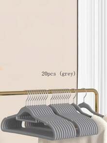 20 piezas de perchas con felpa, sin costuras, amigables con los hombros, antideslizantes, organizadores del hogar para redes de ropa, ganchos para ropa de niños, perchas de plástico grueso para ropa - Percha flocada para ropa infantil - Ver 11