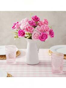 30 pièces Têtes de fleurs de rose artificielles en vrac, têtes de roses roses, fausses fleurs roses sans tige en mousse, mini fleurs de rose poussière rose pour DIY, Mariage, décoration de fête à domicile