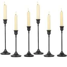 6/12pcs Metal Candle Holders, Elegant Candle Holder Set, Detachable Base, Candlelight Dinner, Wedding Decor, Centerpiece, Cone-Shape Metal Candle Holders, Room Decoration, Home Decor, Birthday Gift, Party Decorations (Candles Not Included)