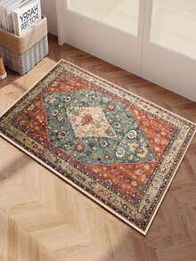 1pc Bohemian Style Carpet, Vintage Floral Pattern, Living Room Carpet, Bedroom Carpet, Outdoor Carpet, Large Living Room Carpet, Bedroom Decor, Garden Carpet, Room Decoration, Washable Carpet