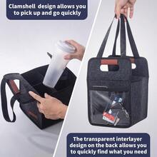 4 Cup Drink Carrier With Handle Reusable Insulated Drink Caddy Drink Holder For Car Folding Portable Coffee Cup Holder Bag For Travel And Delivery3yy2 - DarkGray-4Cups - View 3