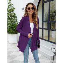 Newchoice Womens Casual Lightweight Long Sleeve Cardigan Soft Drape Open Front Fall Dusters (S-3XL) - Purple - View 8