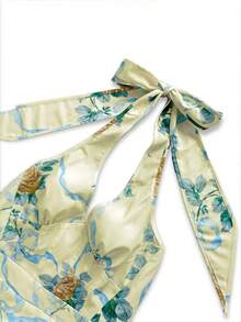 女士休闲优雅性感露背蝴蝶结口袋修身连衣裙，波西米亚风荷叶边腰部A字连衣裙，春夏秋季 - 彩色 - 查看 10