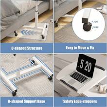 Angle & Height Adjustable Rolling Table Desk,Laptop Notebook Stand Tiltable Tabletop Desk For Home,Office,White