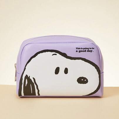 Miniso Snoopy Colorful Life Series Cosmetic Bag Portable Cartoon Makeup Bag Large Capacity Travel Wash Bag