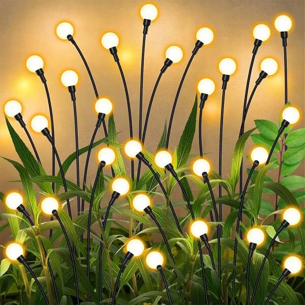 GHUSTAR 2/4 x 12-LED Solar-Graslampen – Superhelle solare Glühwürmchen-Lichterketten mit Schwanzeffekt, automatische Ein-/Ausschaltung, IP65 wasserdicht. Ideal für Außenbeleuchtung von Wegen, Höfen, Straßen und Gärten
