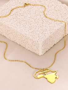 1 件非洲地图项链女士金色不锈钢地图吊坠项链派对美观防水珠宝礼物