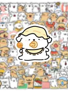 100 张小尺寸可爱小狗线条画贴纸，高品质卡通设计，适用于手机壳贴花，防水学校用品，返校