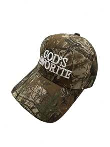 God's Favorite Embroidered Camouflage Jungle Splatter Print Streetwear Baseball Cap (Print Pattern And Hang Tag Randomly Assorted)