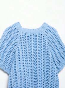 ZEVITY Casual Knit Top With Side Lace-Up Decor & Cutouts