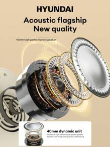 HYUNDAI Écouteurs Bluetooth HYUNDA HY-H08 avec annulation du bruit ENC, son surround haute définition, commutation filaire/sans fil, microphone pour enregistrement/appel, musique/jeu, faible latence, longue durée de vie de la batterie, écouteurs sans fil confortables et respirants