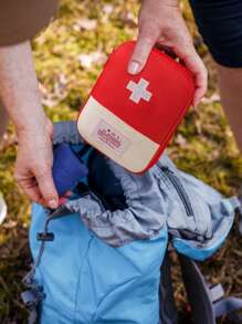 1pc Portable Medicine Bag, Cute Mini First Aid Kit, Medical Emergency Kits, Organizer Outdoor Household Medicine Pill Storage Bag, Empty First Aid Kit, Mini Portable Medical Kit First Aid Bag, Outdoor Camping Family Survival First Aid Kit, Cross Pattern First Aid Kit, Suitable For Car Bike Marathon Running Outdoor Camping Hiking Emergency