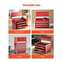 Metal Tool Box, 8.6-Inch, Portable Metal Tool Box With 3 Drawers, Small Tool Chest With EVA Liners And PP Feet Pads, Heavy-Duty Steel With Ball Bearing Opening And Powder Coated Finish, Red - 8,6 inch 3 ngăn kéo màu đỏ - Xem 5