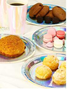 10 piezas - Capacidad para 10 invitados Platos de papel con diseño láser Suministros para fiestas Plato redondo para cena Vajilla Celebración de días festivos Fiesta de cumpleaños Banquete Vajilla desechable Celebración familiar y reunión Camping Fiesta de té Boda Regalo de cumpleaños Día de San Valentín Fiesta en casa u oficina Día de Acción de Gracias Artesanía exquisita Combinación de moda Día de San Patricio Decoración de Pascua Día de San Valentín